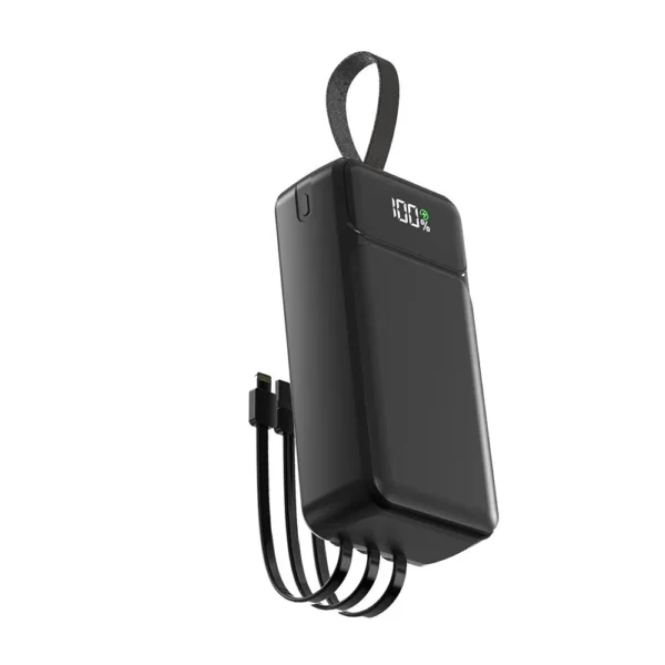 ASPOR A317 22.5W 30000MAH FAST CHARGING POWER BANK WITH 3 CABLES BLACK - Image 3